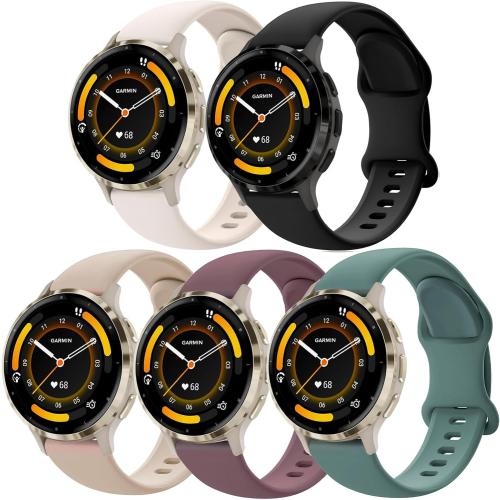 5 Pack 22mm Silicone Watch Band Compatible with Garmin Venu 3/Venu 4 45mm/Venu 2/Vivoactive 4, Quick Release Soft Sport Straps Replacement for Forerunner 265/255/255 Music