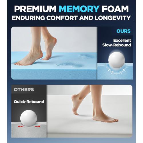 Dual Layer Memory Foam Mattress Topper for Pain Relief with 2X Support, 2 Fluffy Pillow Top King Mattress Topper Plus 2 Odor-Free Cooling Gel Memory Foam Ultra Comfort Mattress Pad Cover