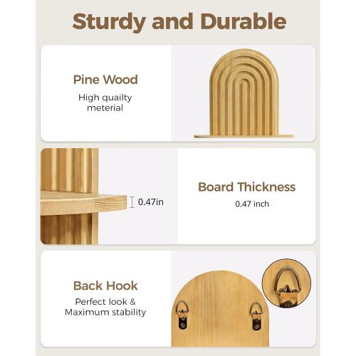 Bamworld Boho Wall Decor Plant Wall Shelf Wood Plant Holder Natural 2PCS