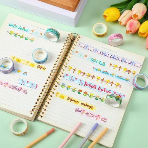 24 Rolls Christian Washi Tape Gifts, Kawaii Cute Religious