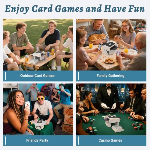 Automatic Card Shuffler 2 Deck, Rechargeable Playing Cards Shuffling Machine with One-Press AUTO&Manual Mode, Electric Poker Shufflers for UNO, Skip-Bo, Phase 10, Home Party Card Games