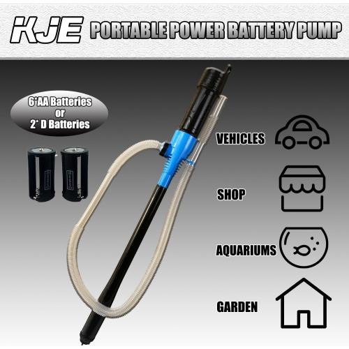 KJE Portable Battery Powered Operated Liquid Transfer Pump, 2.2 Gallons Per Minute, Multi-Function Electric Siphon Pump For Gasoline Diesel Water Fuel