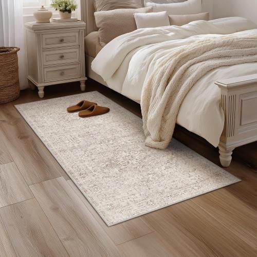 FMFUNCTEX 2x6 Hallway Runner Rug Washable Beige Neutral Oriental Distressed