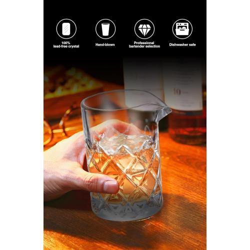 KITESSENSU Bar Mixing Glass, Seamless Pitcher for Stirred Cocktails with Weighted Bottom, Old Fashioned Bartender Accessory and Tool - 18oz 530ml