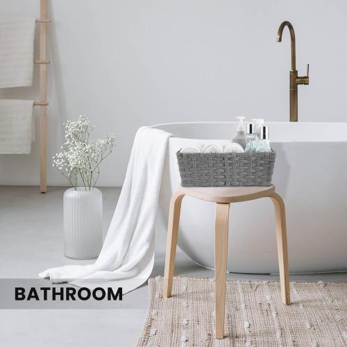 Onlytak Large Wicker Storage Basket, Metal Frame, Set of 2, Washable Waterproof, 15 x 10.3 x 5.2, Grey Color, Woven Basket for Pantry, Toilet, Bathroom, Bedroom, Patio