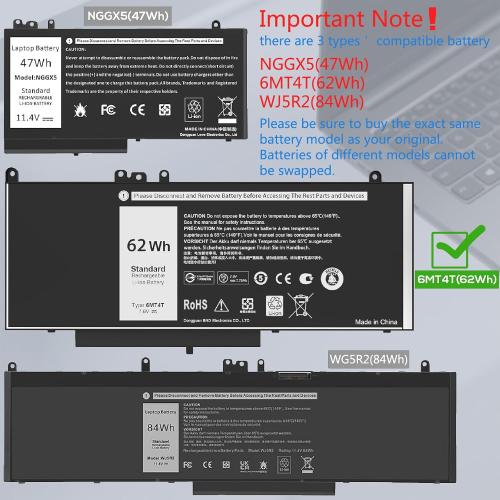 E5470 E5570 Battery 6MT4T Laptop Battery Replacement for Dell Latitude 14 5470 E5470 15 5570 E5570 Series Dell Pricision 3510 M3510 Series Part Number: 7V69Y TXF9M 79VRK 07V69Y [7.6V 62WH]