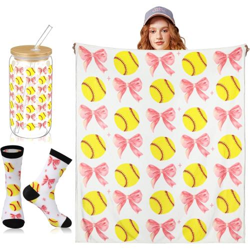 Tudomro 3 Pcs Softball Gifts for Girls Blanket