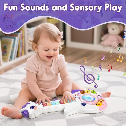 Marstone Toddler Unicorn Musical Learning Guitar 1–3 Years Old Boy and Girl