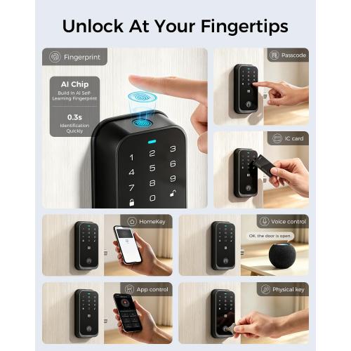WiFi Smart Lock HomeKey Keyless Entry Door Lock Fingerprint Deadbolt