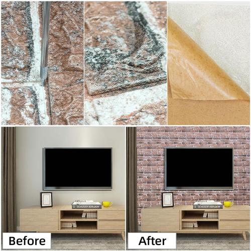 Faux Brick Wall Panels, 40 PCS, Red | 3D Wall Panels Peel and Stick, XPE Foam 3D Wallpaper, Self-Adhesive Faux Stone Wall Panels for Bedroom, Stairs, Kitchen