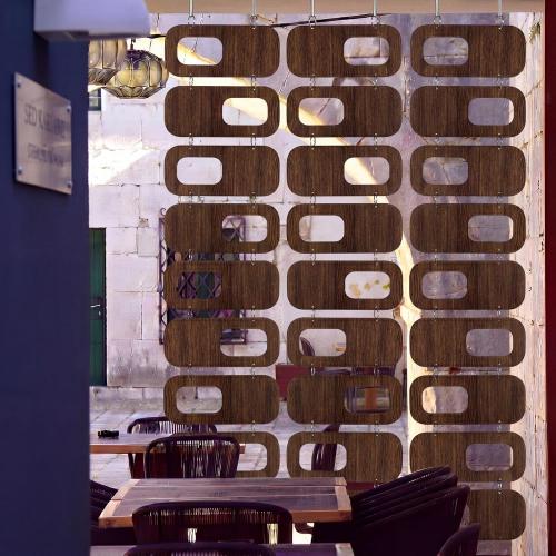 Thyle 4 Strings Mid Century Modern Room Divider Brown Hanging Decorative Screen Accents Abstract Wall Sculpture Geometric Panels for Interior Panel Privacy Screen Panels Set