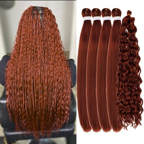 Boho Braiding Hair Pre stretched Ginger 350 Curly Braiding Hair Extensions Deep Wave Crochet Boho Braids Prestretched Synthetic Hypoallergenic Ez Braid Knotless