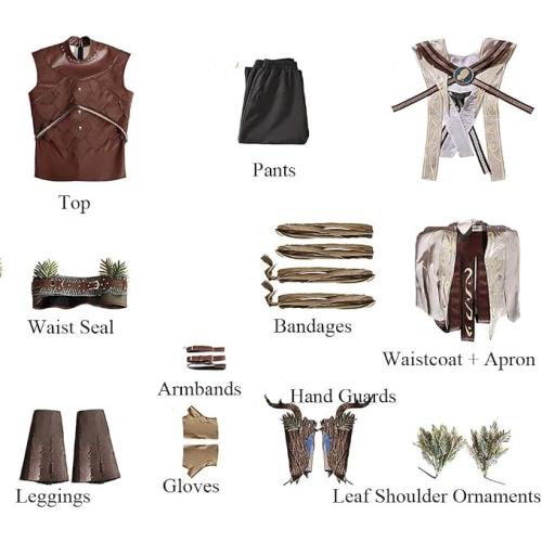 Halsin Cosplay Costume Men's BG3 Game Full Set Waistcoat Top Pants for Halloween Party