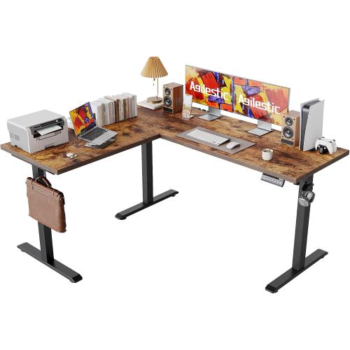 Agilestic L Shaped Standing Desk Adjustable Height, 59 Inch, Rustic Brown