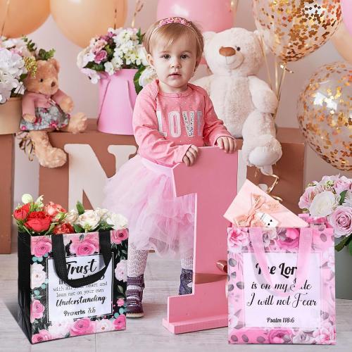 Riakrum 32 Pcs Christian Gift Bags Bulk, Bible Verse Non Woven Tote