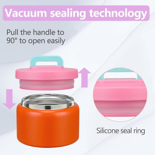 PIQUEBAR 8oz Kids Thermo for Hot Food,Small Lunch Thermo Food Container Stainless Steel,Easy Open Wide Mouth Thermo for Hot Cold Food for Preschool Travel