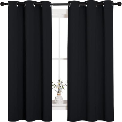 NICETOWN Black Blackout Curtains for Bedroom 42 Wide x 63 Long 2 Panels