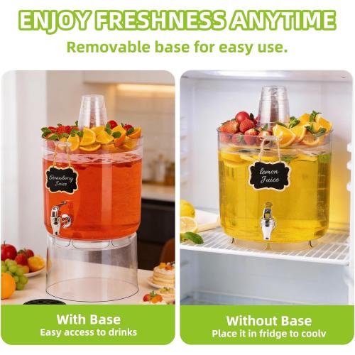 2 Gallon Drink Dispenser for Parties with Multi-Function Lid | BPA-Free Plastic Beverage Dispenser with Stand, No-Drip Spigot & Countertop for Punch, Lemonade, Iced Tea, Summer Parties