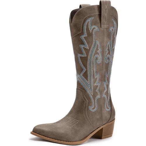 SIZE 8.5 ❗❗Athlefit Women's Embroidered Western Cowboy Boots Mid Calf