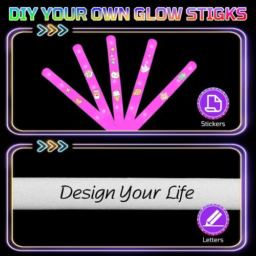 Foam Glow Sticks Bulk, 30 PCS Pink Light Up Foam Sticks 3 Modes, Glow Party Supplies for Wedding,Raves, Carnival, Concert, Halloween, Christmas, Valentine's Day