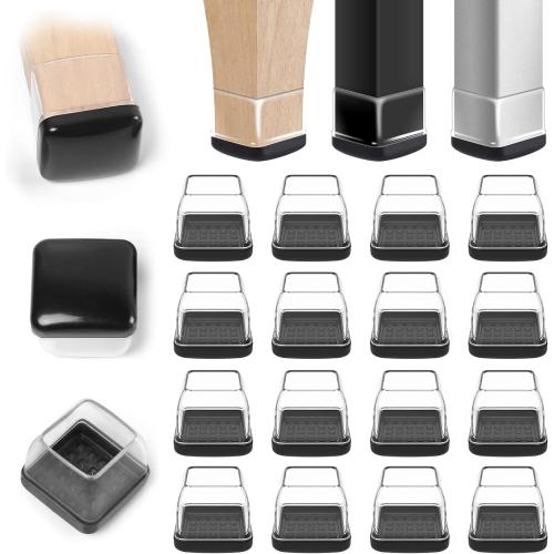 Chair Sliders for Carpet, 16PCS Square Leg Protectors Clear (Fit:1.1-1.4)