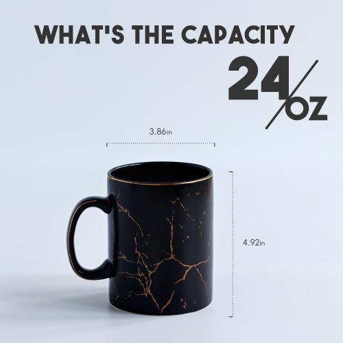 harebe 24 OZ Ceramic Extra Large Black Coffee Mug with Handle,Oversized Hot Tall Latte Mugs,Dishwasher Safe Big Capacity Giant Mug for Men Women