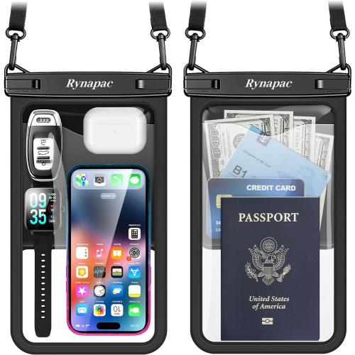 Rynapac Large Waterproof Phone Pouch [Up to 10] - 2 Pack IPX8 Waterproof Phone Case for iPhone 17 16 15 Pro Max Galaxy S26 Ultra, Touchscreen & Underwater Photography, Beach Cruise Essentials 2026