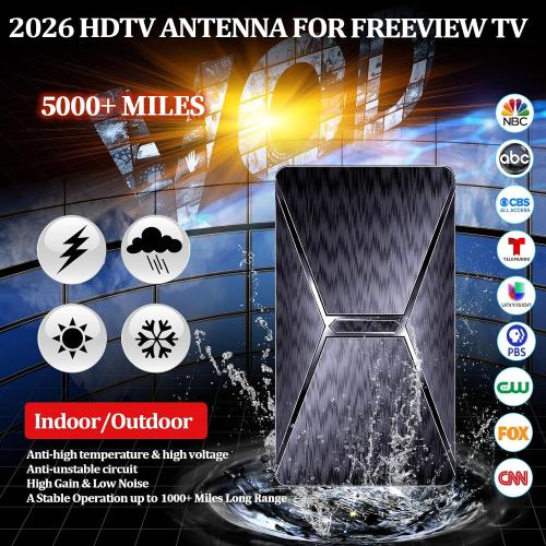 Smert TV Antenna Indoor, Long Range HD Digital Antenna for Smart TV, Strongest with Amplified Signal Booster Supports 4K 8K 1080p All TVs- 36FT Coaxial Cable for Local Channels