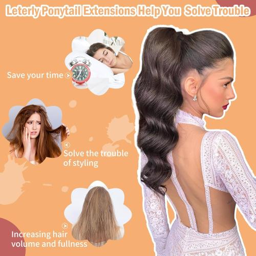 Ponytail Extension Claw 18 Curly Wavy Clip in Hairpiece Ponytail Hair Extensions Long Pony Tail Synthetic for Women Light Auburn