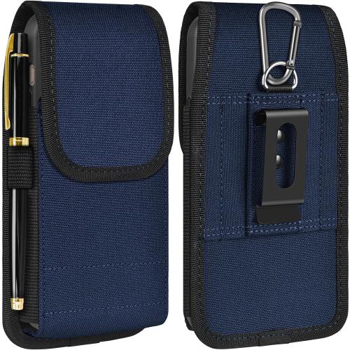 Cell Phone Holster with Card Holder Pouch Belt Clip Men for iPhone 17 16 15 14 13 12 11 Pro 16e Samsung Galaxy S25 S24 S23 S22 S21, M-Blue