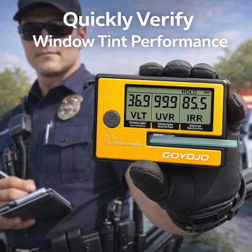 Labs Tint Meter Works on Side Windows, Digital Tint Solar Film Car Transmission Meter with Automatic Calibration, 3-in-1 Solar Film Meter VL UV IR Detection, for Automotive Window Tint Shop Stay Legal