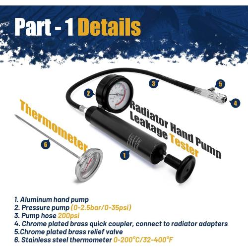 28pcs Radiator Pressure Tester Kit, Coolant Vacuum Refill Kit