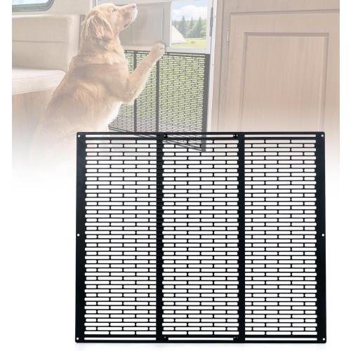 RV Screen Door Protector Heavy Duty Camper Screen Door Guard w/Screw Mount Powder-Coated Pet-Resistant Mesh Prevents Dogs Scratching, Screen Protector for RV Entry Doors (Patent Design)