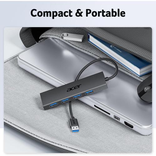 Acer USB Hub 4 Ports, Multiple USB 3.0 Hub, USBA Splitter for Laptop/PC 2FT