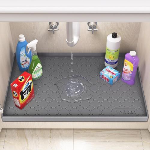Jin&Bao Under Sink Mat 34 x 22 Waterproof Silicone Cabinet Kitchen Liner