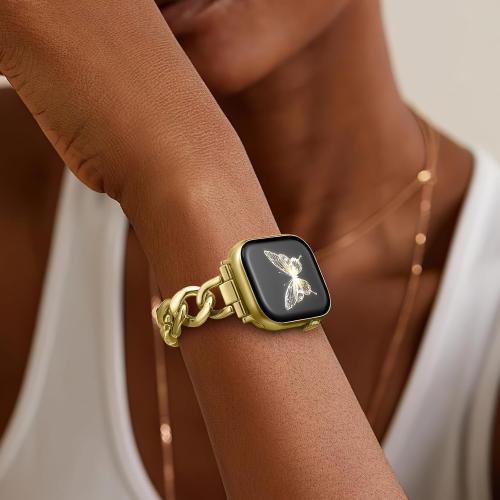 DaQin Gold Band Compatible with Apple Watch Bands for Women 40mm 38mm 41mm 42mm 44mm 45mm 46mm, Metal Chain Link Steel Replacement Accessories Bracelet for iWatch Bands Series 11 10 9 8 7 6 5 4 3 2 1