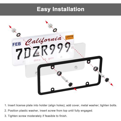 Transparent License Plate Cover and Frames, 2Pack Grey Clear Front and Rear License Plate Holder with Screws & Caps, Unbreakable Car Licence Plate Frame, Universal Fit for Most US Plates
