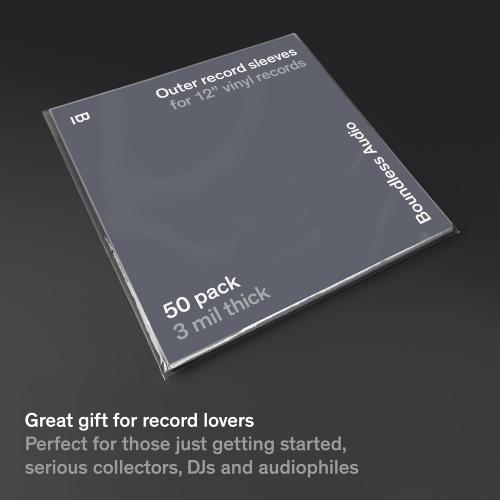 Pack of 50 Size 12.75x12.75 Boundless Audio Vinyl Record Sleeves - 50 x Premium Outer Vinyl Sleeves for Records - 12.75 x 12.75 Heavy Duty 3 Mil Thick Crystal Clear Polypropylene