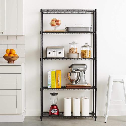 Amazon Basics 5-Shelf Adjustable Heavy Duty Steel Wire Storage Shelves for Garage, Kitchen, Easy Assembly, 36 x 14 x 72, Black
