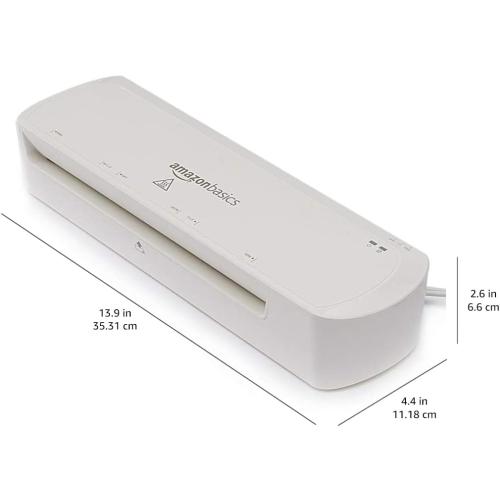 Amazon Basics 9-Inch Thermal Laminator Machine with Quick Warm-Up, 2 Heat Settings, Jam Release for Documents and Photos, White