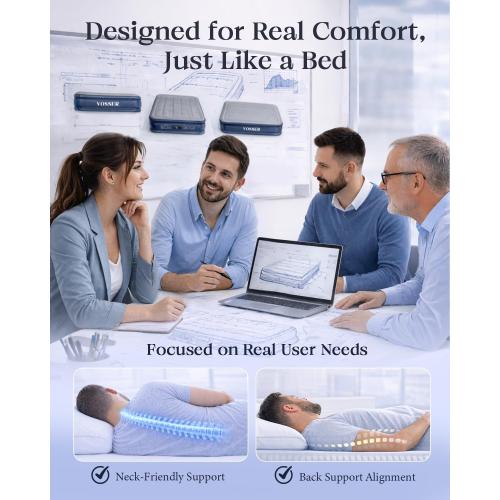 VOSSER Air Mattress Queen with Built-in Pump, Blow up Bed,18 Raised