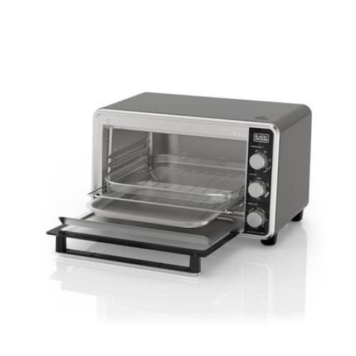 Black   Decker Crisp 'N Bake PRO 6-Slice Air Fryer Toaster Oven with Basket, Pan, Rack & Tray, Stainless Steel