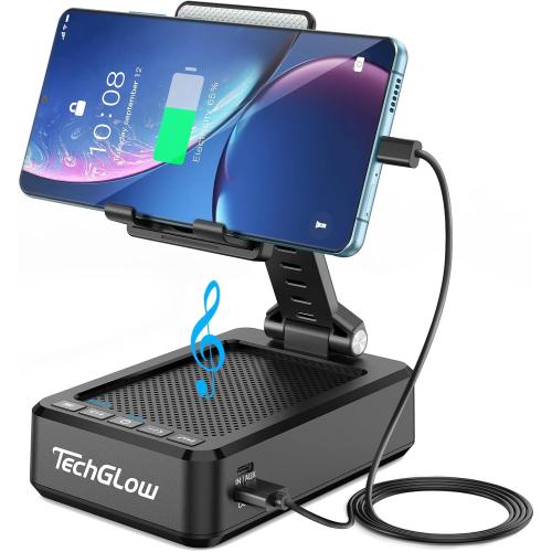 TechGlow Foldable Cellphone Stand with Bluetooth Speaker and Charging Function Birthday Gifts for Men Women Mother Father Boy Girl Teens Cool Tech Gadgets