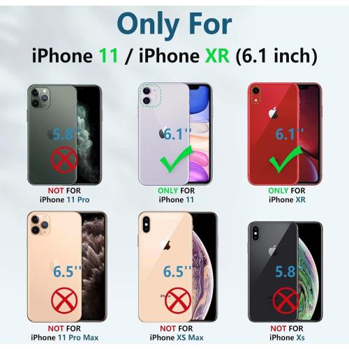 FNTCASE for iPhone 11/XR Case, with Built-in Screen Protector, Kickstand