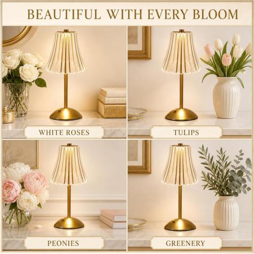 Small Cute Cordless Table Lamp Rechargeable for Kichen Countertop Gold