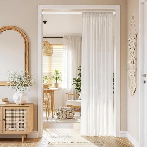 AIZESI 1Pc Spring Tension Curtain Rod, Adjustable 45-77 Inch, White