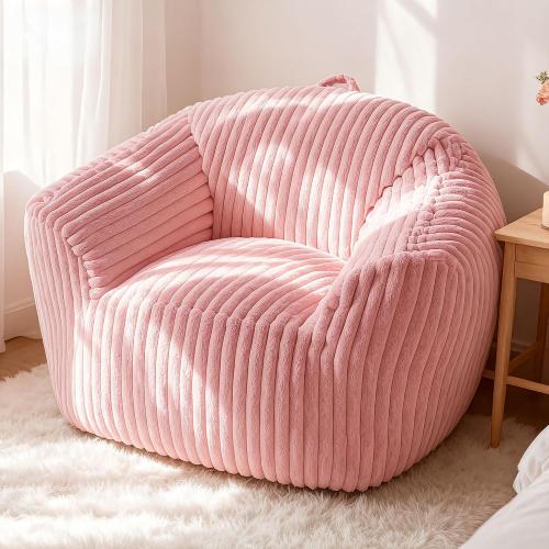 HABUTWAY Bean Bag Chair, Large Bean Bag Chairs for Adults, Memory Foam Floor Sofa with Handle, Faux Fur Beanbag Chair for Living, Reading, and Relaxing Room (Light Pink)