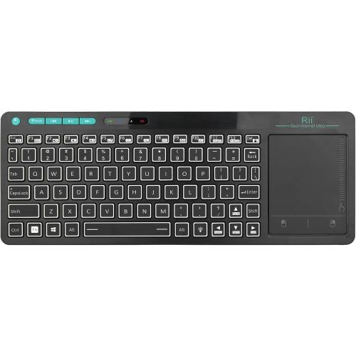 (Dual Mode) Rii RT518S Wireless and Bluetooth 2-LED Color Backlit Multimedia Keyboard with Multi-Touch Big Size Trackpad,Rechargable Keyboard for Android TV Box,PC,Tablets,Smart TV, HTPC, IPTV,Windows