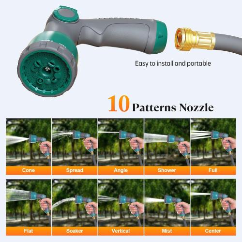 5/8 x 100 ft Retractable Garden Hose Reel, Heavy Duty Water Hose Reel | Any Length Lock, 180°Swivel, Wall Mounted Water Hose with 10-Function Nozzle for Cleaning, Watering (Green)