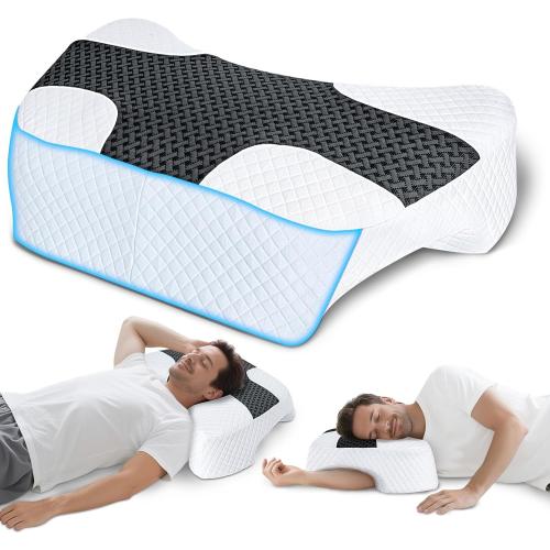 SAHEYER Side Sleeper Pillow with Arm Hole, Upgrad Shoulder Relief System for Neck Pain, Multi-Angle Memory Foam Rotator Cuff Pillow for Adults Side, Back and Stomach Sleeper Pressure-Free Sleep, Black